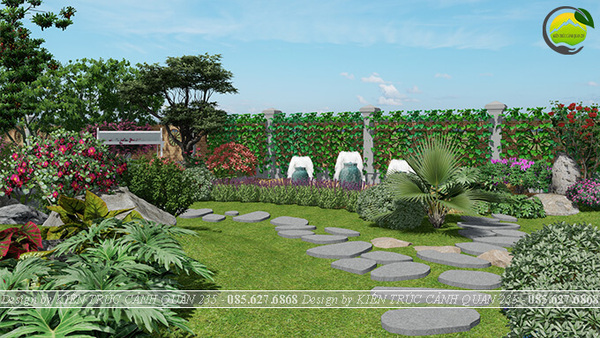 Sân vườn được Kiến Trúc Cảnh Quan 235 lên ý tưởng thiết kế
