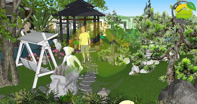 Mẫu thiết kế nhà vườn 1 tầng dưới 1000m2 10