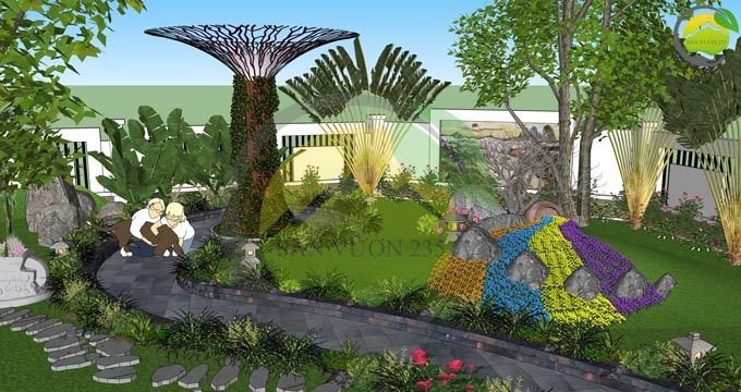 Mẫu thiết kế nhà vườn 1 tầng dưới 1000m2 8