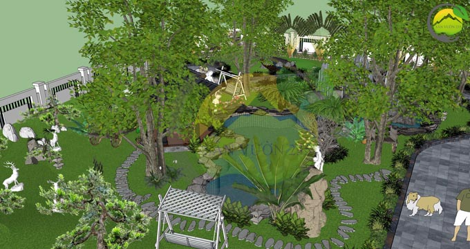 Mẫu thiết kế nhà vườn 1 tầng dưới 1000m2 5