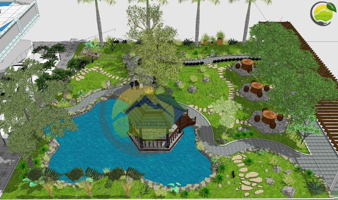 Thiết kế sân vườn đẹp trước nhà 0