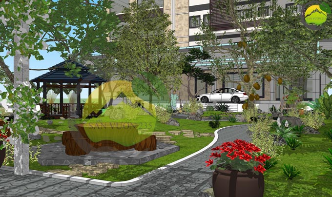 Thiết kế sân vườn đẹp trước nhà 8