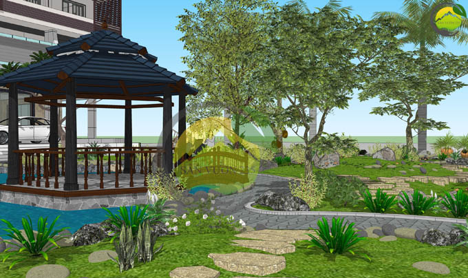 Thiết kế sân vườn đẹp trước nhà 7