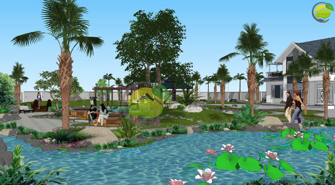 Thiết kế sân vườn biệt thự mái thái tại Sóc Sơn 2