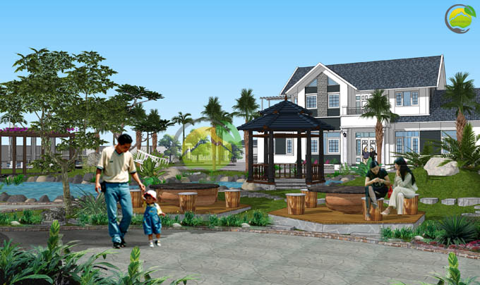 Thiết kế sân vườn biệt thự mái thái tại Sóc Sơn 4