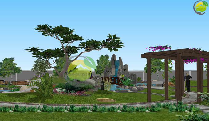 Thiết kế sân vườn biệt thự mái thái tại Sóc Sơn 5