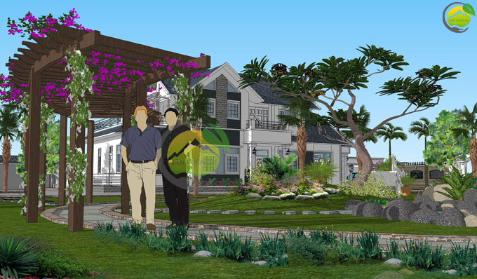 Thiết kế sân vườn biệt thự mái thái tại Sóc Sơn 6