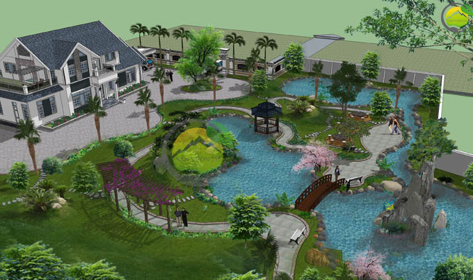 Thiết kế sân vườn biệt thự mái thái tại Sóc Sơn 7