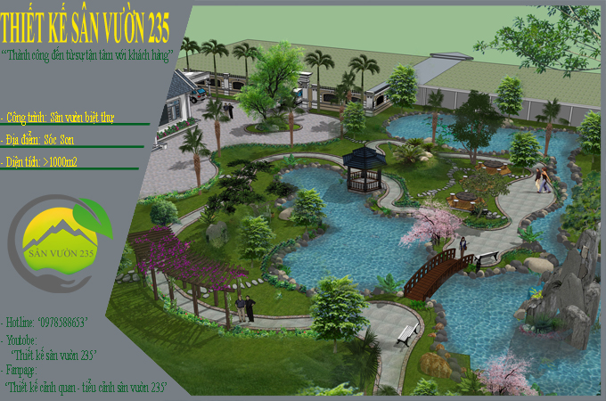 Thiết kế sân vườn biệt thự mái thái tại Sóc Sơn 0
