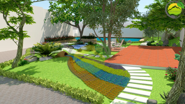 Thiết kế sân vườn tiểu cảnh tại Quốc Oai Hà Nội 2