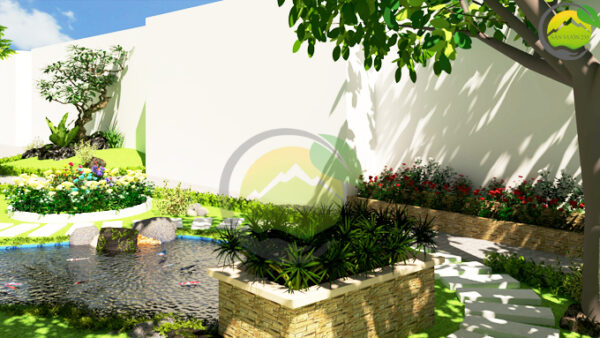 Thiết kế sân vườn tiểu cảnh tại Quốc Oai Hà Nội 3