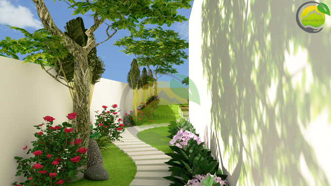 Thiết kế sân vườn tiểu cảnh tại Quốc Oai Hà Nội 4