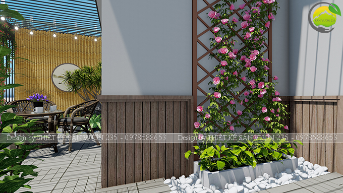 Mẫu thiết kế tiểu cảnh vườn sân thượng tại Ba Đình Hà Nội 4