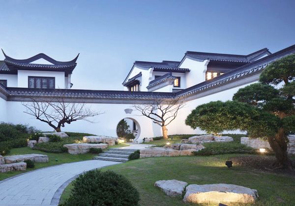 Sân vườn biệt thự phong cách Trung Quốc