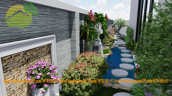 Thiết kế sân vườn bên hông nhà