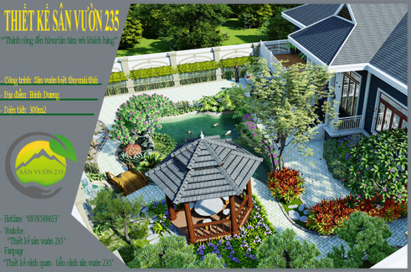 Mẫu thiết kế sân vườn 300m2 tại Bình Dương