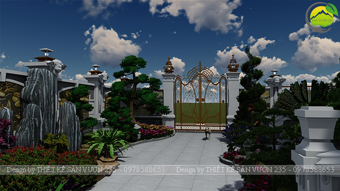 Mẫu thiết kế sân vườn 200m2 biệt thự cổ điển tại Hà Nội 2