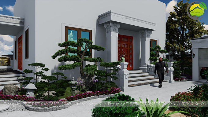 Mẫu thiết kế sân vườn 200m2 biệt thự cổ điển tại Hà Nội 3