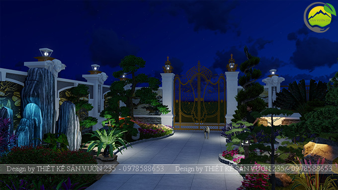 Mẫu thiết kế sân vườn 200m2 biệt thự cổ điển tại Hà Nội 9