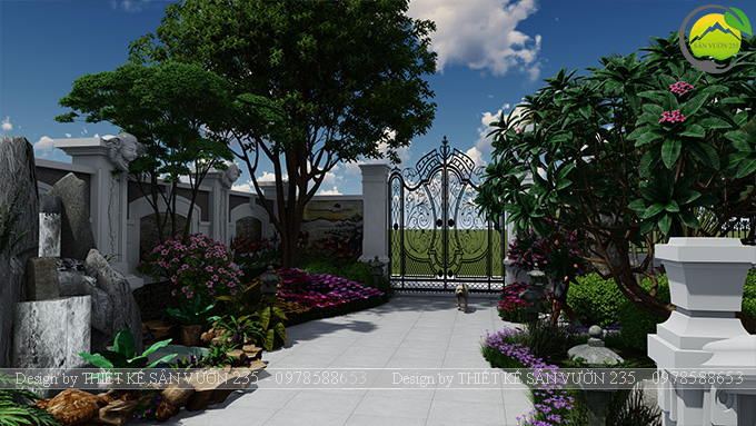 Mẫu thiết kế sân vườn biệt thự 200m2 tại Hà Nội 2