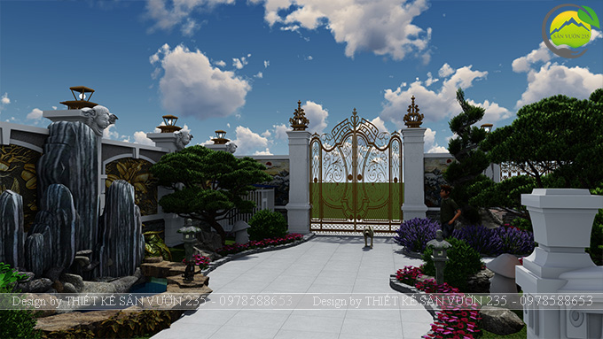 Mẫu thiết kế sân vườn biệt thự cổ điển tại Hà Nội 300m2 6