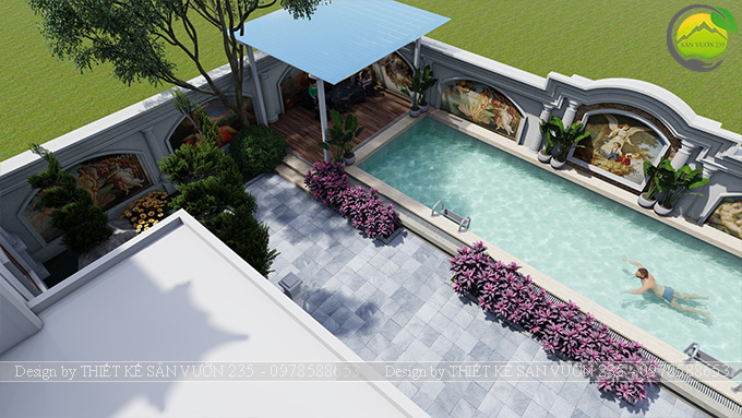 Mẫu thiết kế sân vườn biệt thự tân cổ điển tại Hà Nội 14