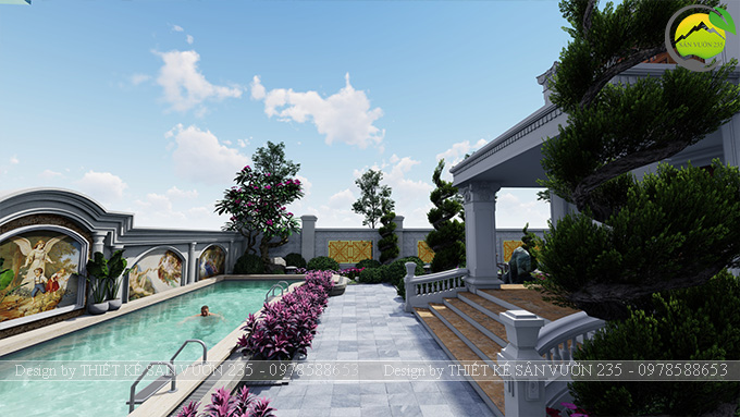 Mẫu thiết kế sân vườn biệt thự tân cổ điển tại Hà Nội 16