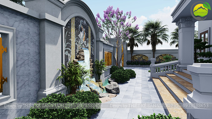 Mẫu thiết kế sân vườn biệt thự tân cổ điển tại Hà Nội 17