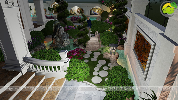 Mẫu thiết kế sân vườn biệt thự tân cổ điển tại Hà Nội 20