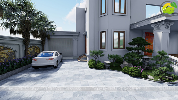 Mẫu thiết kế sân vườn biệt thự tân cổ điển tại Hà Nội 3