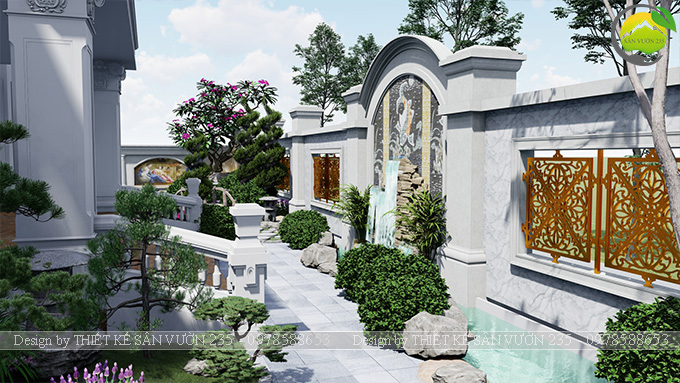 Mẫu thiết kế sân vườn biệt thự tân cổ điển tại Hà Nội 5