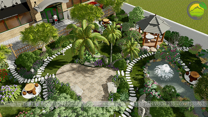 Mẫu thiết kế sân vườn nhà hàng tại Hà Nam 4