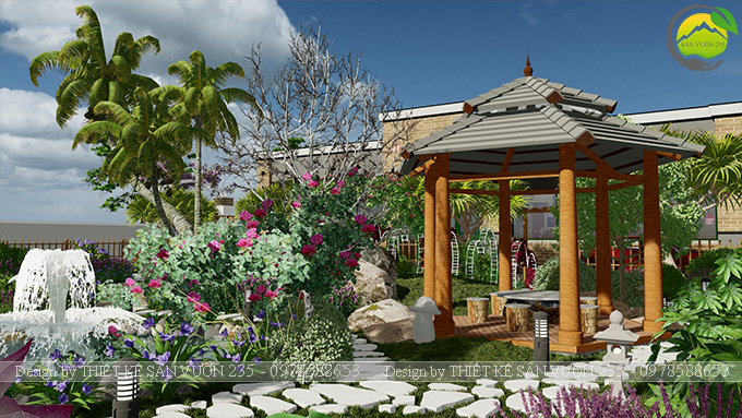 Mẫu thiết kế sân vườn nhà hàng tại Hà Nam 6