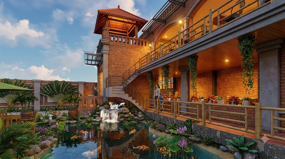 Mẫu thiết kế sân vườn quán cà phê đẹp tại Điện Biên 8