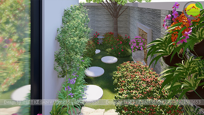 Mẫu thiết kế tiểu cảnh lối đi 35m2 tại Sài Gòn 13
