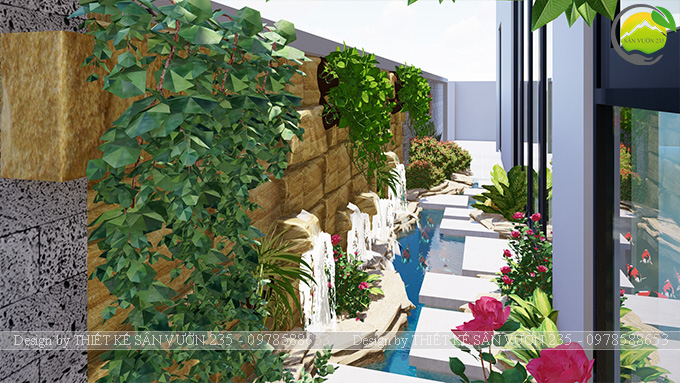 Mẫu thiết kế tiểu cảnh lối đi ngoài nhà tại Sài Gòn 1