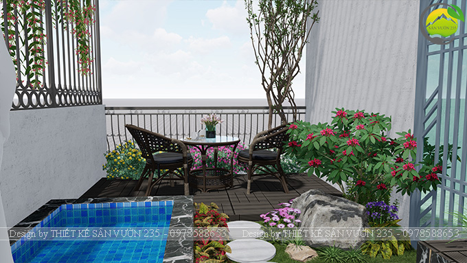 Mẫu thiết kế tiểu cảnh sân thượng tại Thanh Xuân - Hà Nội 2