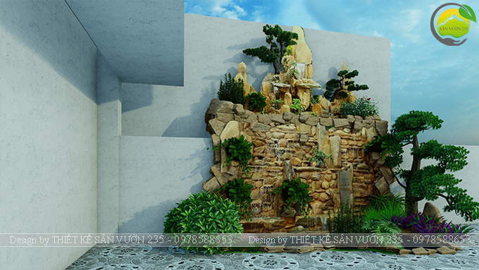 Mẫu thiết kế tiểu cảnh non bộ hồ cá koi 10m2 9