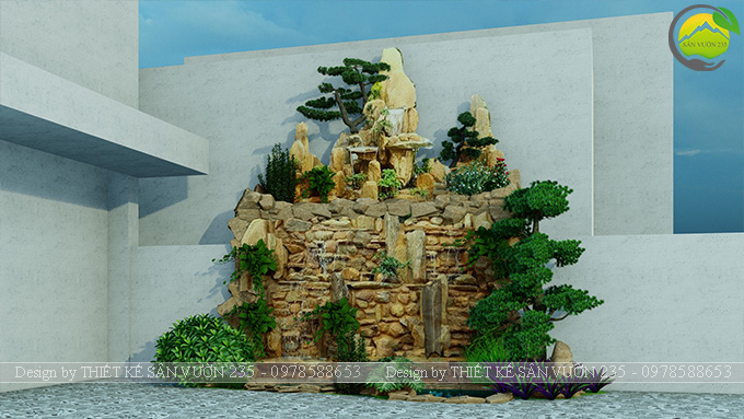Mẫu thiết kế tiểu cảnh non bộ hồ cá koi 10m2 12