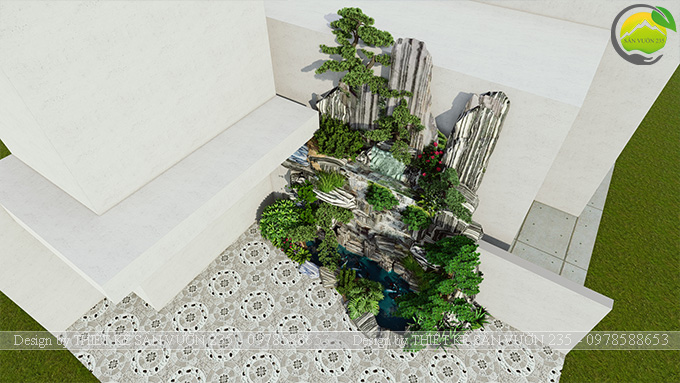 Mẫu thiết kế tiểu cảnh non bộ hồ cá koi 10m2 3