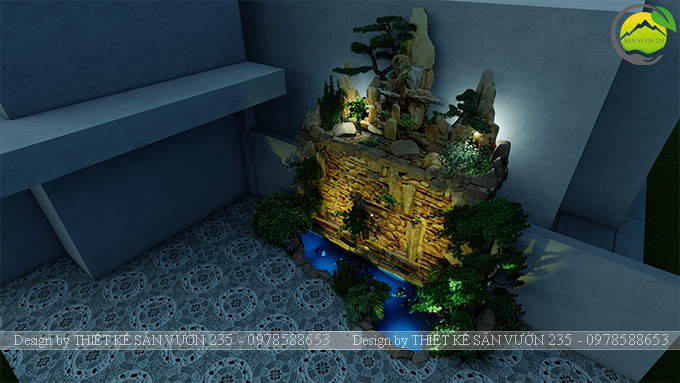 Mẫu thiết kế tiểu cảnh non bộ hồ cá koi 10m2 7