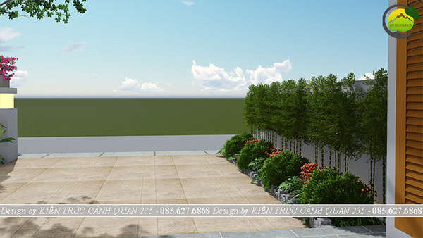 Thiết kế sân vườn đơn giản, tạo tầm nhìn thoáng cho ngôi nhà