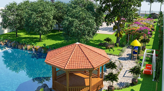 Mẫu thiết kế sân vườn biệt thự tại Nam Định