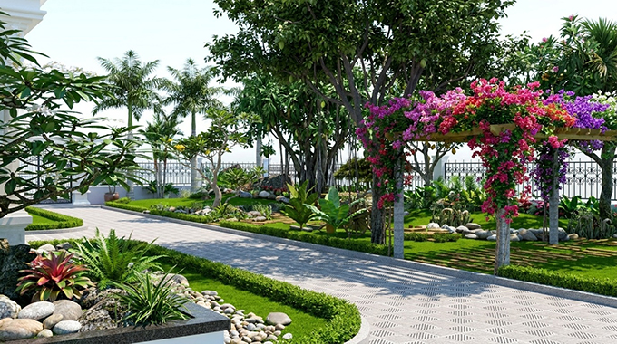 Mẫu thiết kế sân vườn biệt thự tại Nam Định