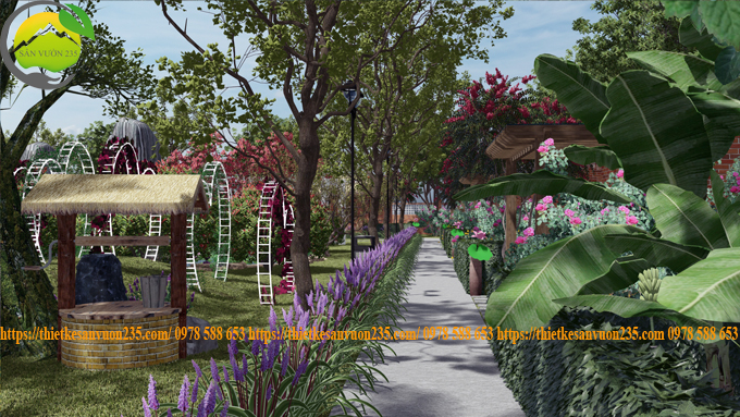 Thiết kế tiểu cảnh sân vườn cho quán cafe tại Quốc Oai