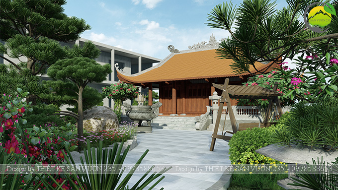 Mẫu thiết kế sân vườn nhà thờ họ 500m2 tại Hà Nội 3