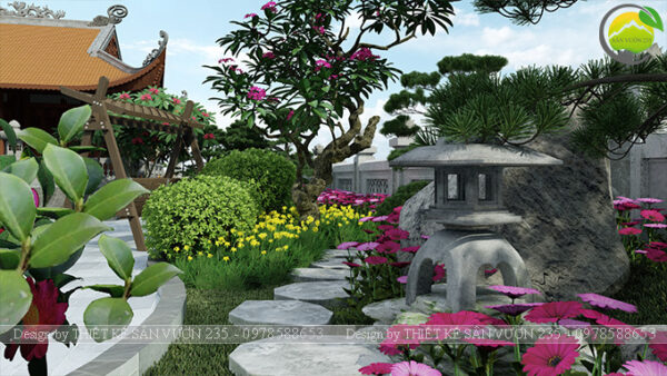 Mẫu thiết kế sân vườn nhà thờ họ 500m2 tại Hà Nội 6