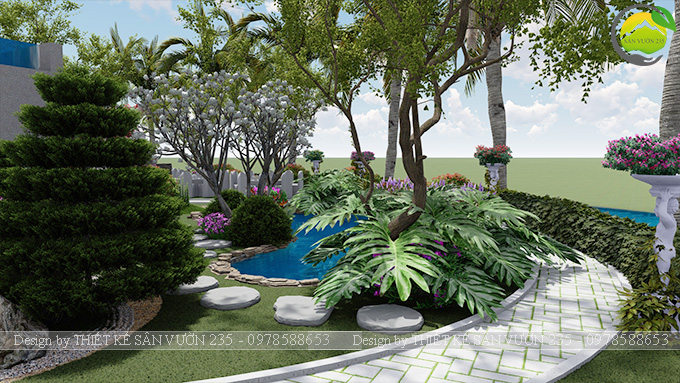 Thiết kế sân vườn biệt thự villa ven sông tại Hà Nội 7