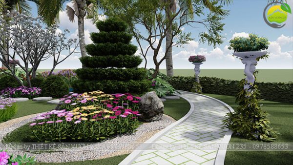 Thiết kế sân vườn biệt thự villa ven sông tại Hà Nội 5