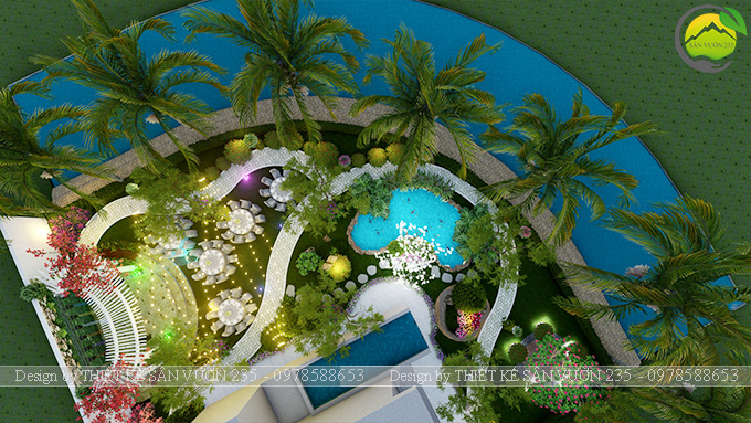 Thiết kế sân vườn biệt thự villa ven sông tại Hà Nội 2